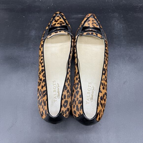 Talbots Womens Size 8.5B Calf Hair Leopard Print Leather Upper Pointed Toe Flats - Picture 5 of 8